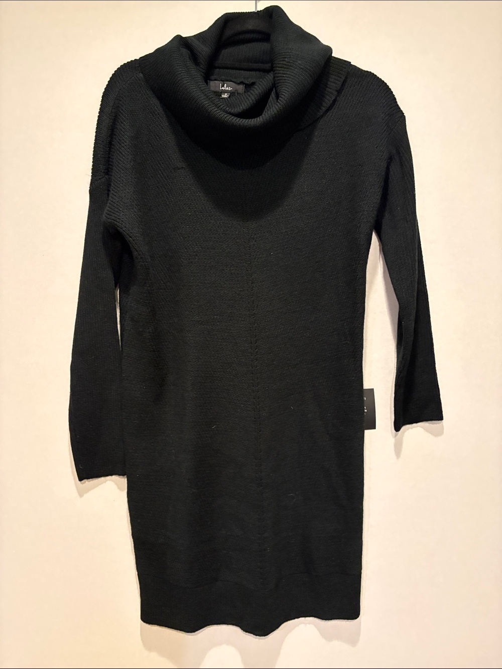 Lulus - Women's Ribbed cowl neck Sweater Dress. Black. Size Small. NWT